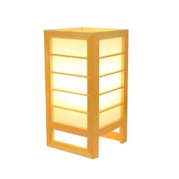 Solid Wood Tatami Bedroom Bedside Lamp Korean Style (power: EU, Color: Warm light)