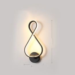 led wall lamp nordic minimalist bedroom bedside lamp (Color: 8 black, style: Warm light)