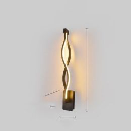 led wall lamp nordic minimalist bedroom bedside lamp (Color: Wavy black, style: Warm light)