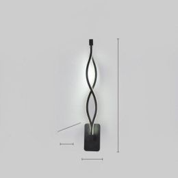 led wall lamp nordic minimalist bedroom bedside lamp (Color: Wavy black, style: White light)