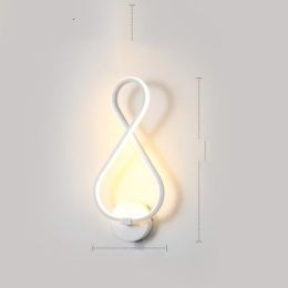 led wall lamp nordic minimalist bedroom bedside lamp (Color: 8 characters, style: Warm light)