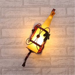 Creative Wall Lamp Bedroom Bedside Lamp Wine Bottle (Color: Yellow single LED)