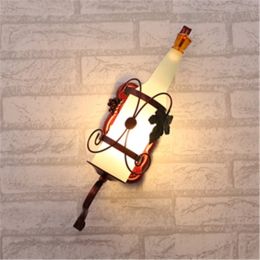 Creative Wall Lamp Bedroom Bedside Lamp Wine Bottle (Color: White single LED)