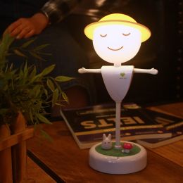 LED light USB lamp charging Scarecrow cartoon atmosphere lamp bedroom bedside lamp new wholesale (Color: White, style: A)