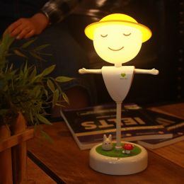 LED light USB lamp charging Scarecrow cartoon atmosphere lamp bedroom bedside lamp new wholesale (Color: Yellow, style: B)