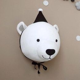 Ins animal head wall decoration cloth children''s room wall decoration Nordic creative bedroom wall hanging (style: Style 1with hat)