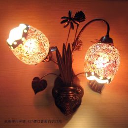 European style antique antique lamps and lanterns simple lighting interior decoration bedroom wall lamp iron art flower double head light wholesale (Type: As Picture)