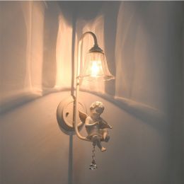 Little angel creative bedroom bedside wall lamp (Color: 6031A crystal, style: No bulb)