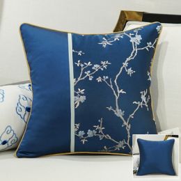 Sofa Pillow Cushion Bedroom Bedside Classical Sofa Pillow Lumbar Pillow (Color: 3Blue, Size-style: 50x50cm-A style)