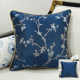 Sofa Pillow Cushion Bedroom Bedside Classical Sofa Pillow Lumbar Pillow (Color: 2Blue, Size-style: 40x60cm-A style)