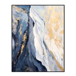 Hand Painted Wall art Picture Abstract blue cloud landscape oil painting handmade for Living room bedroom home decor no frame (size: 70x140cm)