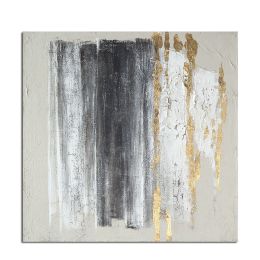 Ha's Art Top Selling Handmade Gold Foil Abstract Oil Painting Wall Art Modern Minimalist White and Black Picture Canvas Home Decor For Living Room Bed (size: 60x60cm)