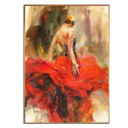 Ha's Art Handmade Abstract Oil Painting Wall Art Modern Beautiful Dancing Girl Picture Canvas Home Decor For Living Room Bedroom No Frame (size: 60x90cm)