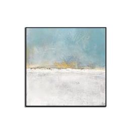 Abstract Flowing Color Canvas Painting Nordic Baby Blue Poster Print Unique Wall Art Pictures for Living Room Bedroom Home Decor (size: 60x60cm)