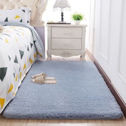 Wool Velvet Small Carpet Bedroom Full Of Floor Mats In Front Of The Bed (Color: Blue gray, style: D)