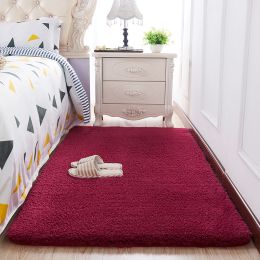 Wool Velvet Small Carpet Bedroom Full Of Floor Mats In Front Of The Bed (Color: Wine Red, style: F)