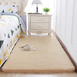 Wool Velvet Small Carpet Bedroom Full Of Floor Mats In Front Of The Bed (Color: Khaki, style: B)