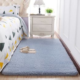 Wool Velvet Small Carpet Bedroom Full Of Floor Mats In Front Of The Bed (Color: Blue gray, style: F)