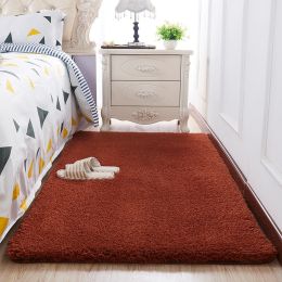 Wool Velvet Small Carpet Bedroom Full Of Floor Mats In Front Of The Bed (Color: Brown, style: H)