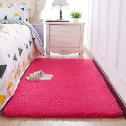 Wool Velvet Small Carpet Bedroom Full Of Floor Mats In Front Of The Bed (Color: Rose Red, style: G)