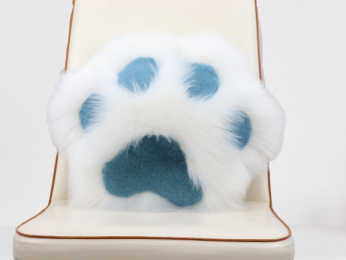 Fluffy Bedroom LivingRoom Decorative Faux Fur Paw shaped cushion Blue paw (material: Faux Fur)