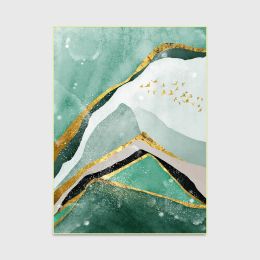 Modern Abstract Dark Green Golden Landscape Big Wild Goose Flying Door Mat Bedroom Living Room Bedside Carpet Floor Mat (Color: Green gold 2, size: 120x160cm)