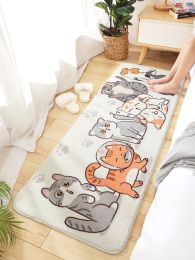 Bedroom Home Living Room Cushion Carpet Plush Floor Mat Under Bed (Color: A lot of cats, size: 40*120)