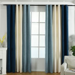 Factory direct stitching simple solid chenille curtain high shading curtain finished living room bedroom curtains (Color: 8, style: Cloth whole)