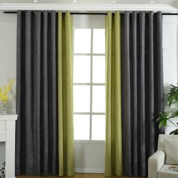 Factory direct stitching simple solid chenille curtain high shading curtain finished living room bedroom curtains (Color: Black, style: Machining)