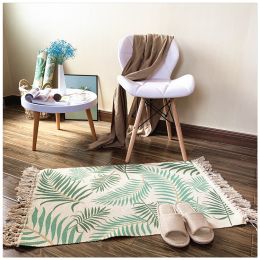 Nordic Cotton And Linen Carpet Home Decoration Living Room Coffee Table Blanket Bedroom Bed Long Strips Can Be Machine Washed (Color: A1, size: 50x80cm)