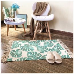 Nordic Cotton And Linen Carpet Home Decoration Living Room Coffee Table Blanket Bedroom Bed Long Strips Can Be Machine Washed (Color: A2, size: 70x160cm)