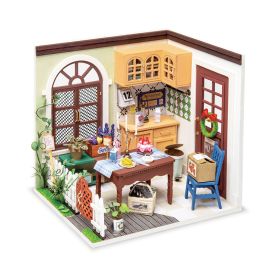 Robotime DIY Studio Bedroom Dining Room House with Furniture Children Adult Doll House Miniature Dollhouse Wooden Kits Toy DGM (SKU: DGM09 Dining Room)