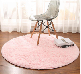 Fluffy Round Rug Carpets for Living Room Decor Faux Fur Carpet Kids Room Long Plush Rugs for Bedroom Shaggy Area Rug Modern Mat (China) (Color: Pink, size: 160cm)