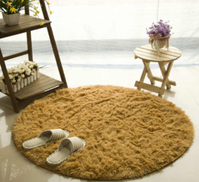 Fluffy Round Rug Carpets for Living Room Decor Faux Fur Carpet Kids Room Long Plush Rugs for Bedroom Shaggy Area Rug Modern Mat (China) (Color: Tan, size: 120cm)