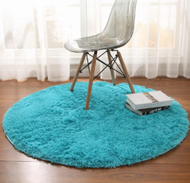 Fluffy Round Rug Carpets for Living Room Decor Faux Fur Carpet Kids Room Long Plush Rugs for Bedroom Shaggy Area Rug Modern Mat (China) (Color: Blue, size: 160cm)