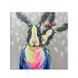 Color Animal Rabbit Abstract Art Wall Painting Modern Living Room Bedroom Home Decoration Frameless Poster (size: 100x100cm)