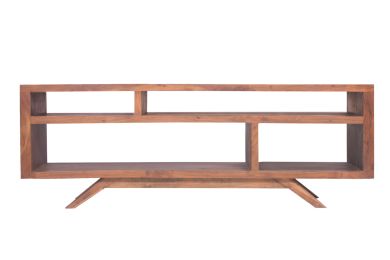 Mid Century Modern Acacia Wood TV Unit with Splayed Legs, Walnut Brown (SKU: UPT-182997)