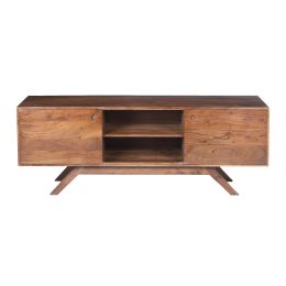 Mid Century Modern Acacia Wood TV Unit with Wide Storage, Walnut Brown (SKU: UPT-182998)