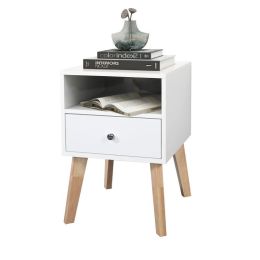 Bedroom Living Room Solid Wood Legs Modern Nightstand (Color: White, Type: Nightstand)