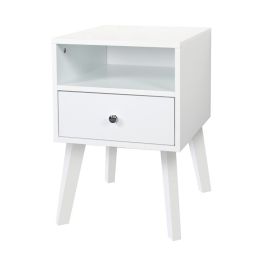 Bedroom Living Room Solid Wood Legs Modern Nightstand (Color: Gloss White, Type: Nightstand)