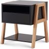 Modern Open Shelves Solid Wood Legs Nightstand