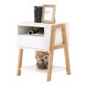 Modern Open Shelves Solid Wood Legs Nightstand