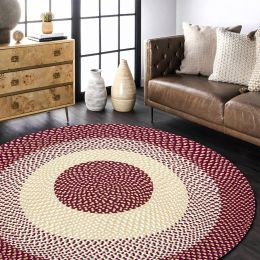 Area Rug Hand Woven Premium Cotton Material Eco Friendly Braid Craft Beautiful Carpet Non-Slip Durable Comfortable for Living Room Bedroom Home Decora (Color: Red, size: 5 x 5 ft)