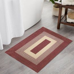 Area Rug Hand Woven Premium Cotton Material Eco Friendly Braid Craft Beautiful Carpet Non-Slip Durable Comfortable for Living Room Bedroom Home Decora (Color: Red, size: 1.6' x 2.6')