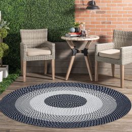 Area Rug Hand Woven Premium Cotton Material Eco Friendly Braid Craft Beautiful Carpet Non-Slip Durable Comfortable for Living Room Bedroom Home Decora (Color: Deep Blue, size: 4 x 4 ft)