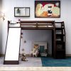 Twin Size Loft Bed with Storage and Slide