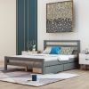 Wood platform bed with two drawers, full