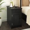 ON-TREND Retro Stylish Nightstand, Two-tone Classic Vintage Livingroom End Table Side Table with USB Ports and One Multifunctional Drawer with cup hol