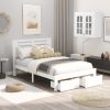 Full Size Platform Bed with Drawers, Gray