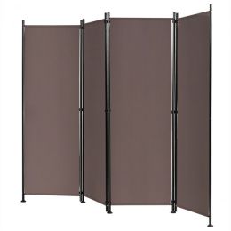 4-Panel Room Divider Folding Privacy Screen with Adjustable Foot Pads (Color: coffee)